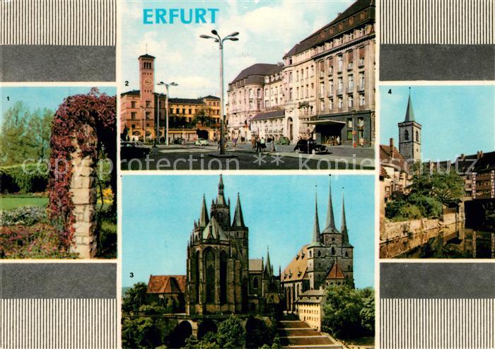 Erfurt Stadtpark Bahnhofsplatz mit HO Hotel Erfurter Hof Dom und Severi Kraemerb