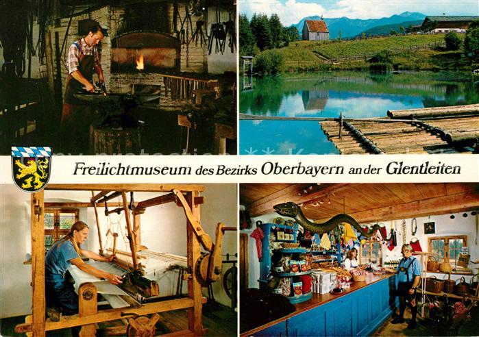 Grossweil Freilichtmuseum an der Glenleiten Schmiede Holzkapelle mit Loisach Web