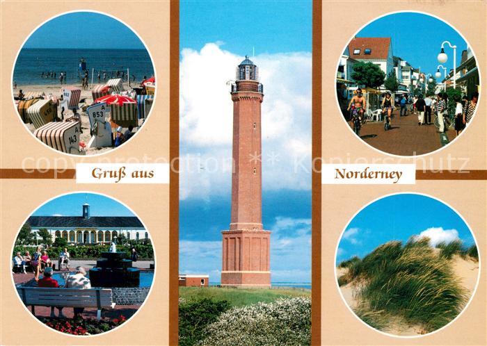 Norderney Nordseebad Strand Strassenpartie Park Leuchtturm Duenen