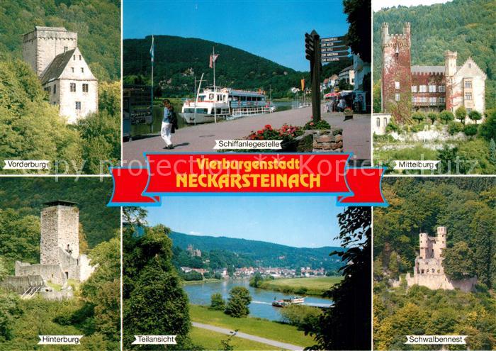 Neckarsteinach Schiffanlegestelle Schwalbennest Mittelburg Hinterburg