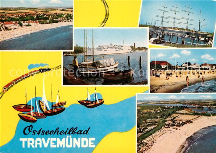 Travemuende Ostseebad Strand Fliegeraufnahme Segelschiff