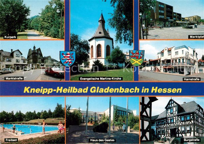 Gladenbach Hessen Freibad Burgstrasse Hainstrasse Marktplatz Martins-Kirche