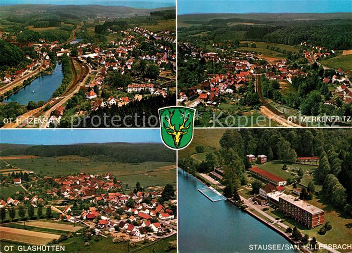 Hirzenhain Wetteraukreis Fliegeraufnahme Merkenfritz Glashuetten Stausee San Hil