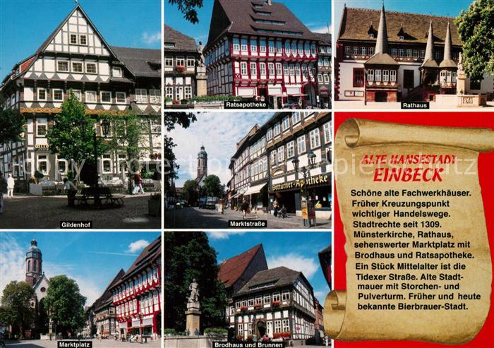 Einbeck Niedersachsen Gildenhof Ratsapotheke Marktstrasse Brodhaus Rathaus