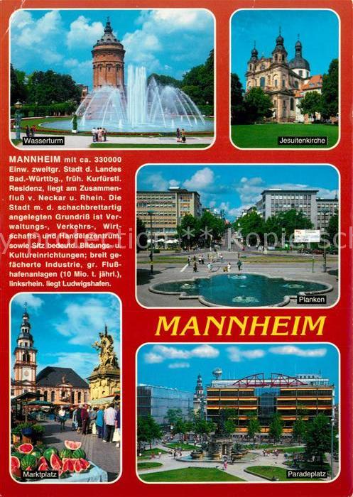 MANNHEIM BW Planken Paradeplatz Marktplatz Jesuitenkirche Wasserturm
