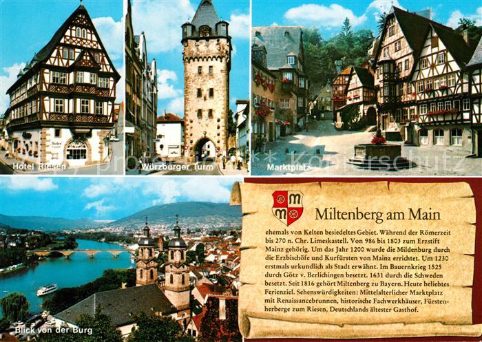 Miltenberg Main Hotel Riesen Marktplatz Wuerzburger Turm