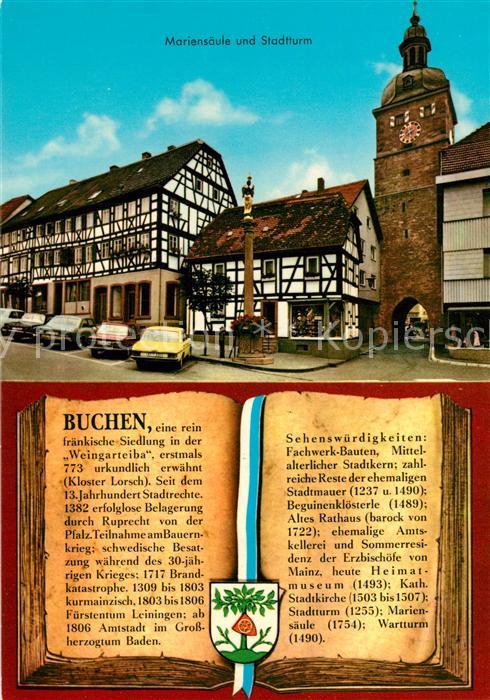 Buchen Odenwald Mariensaeule Stadtturm