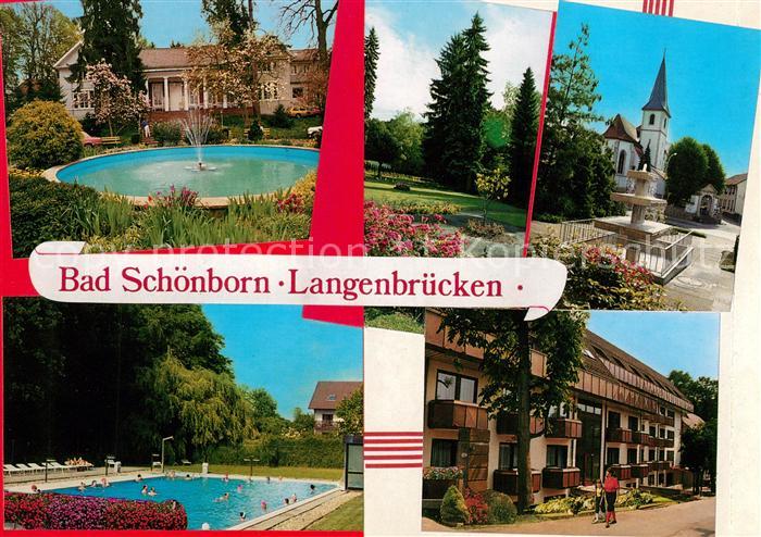 Langenbruecken Bad Schoenborn Kirche Brunnen Schwimmbad