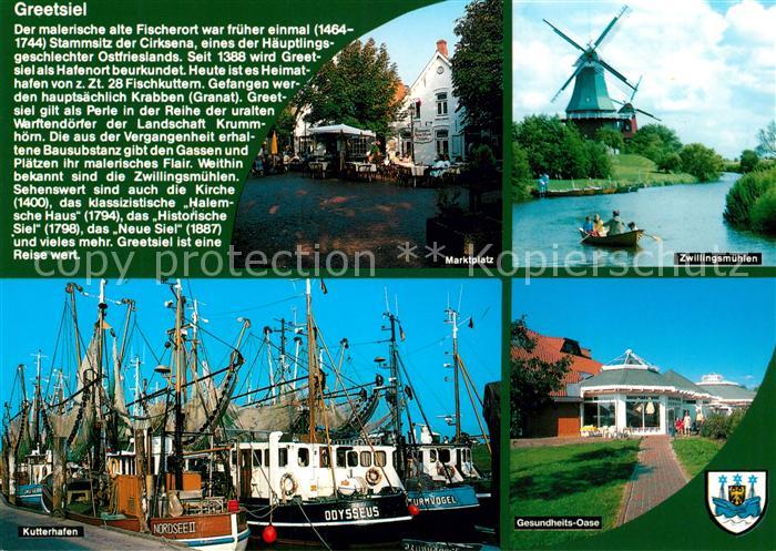 Greetsiel Kutterhafen Zwillingsmuehlen Marktplatz