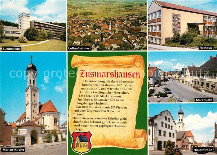 Zusmarshausen Marktplatz Hauptstrasse Marien-Kirche Fliegeraufnahme
