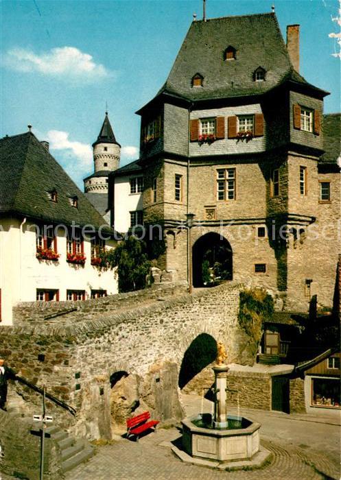 Idstein Loewenbrunnen Aufgang zum Schloss Hexenturm