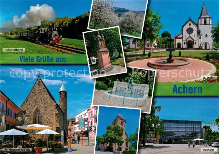 Achern Baden Achertalbahn Rathaus Nikolauskapelle Sankt Stefan