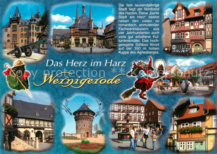 Wernigerode Harz Fachwerkhaeuser Brunnen