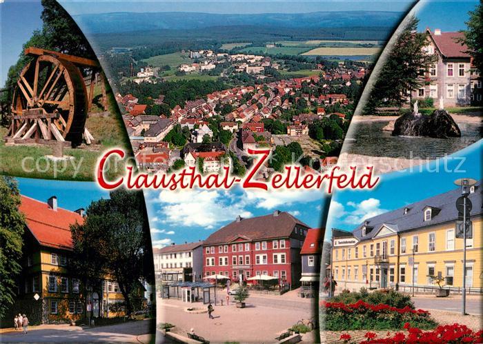 Clausthal-Zellerfeld Muehlrad Rathaus Marktplatz Panorama