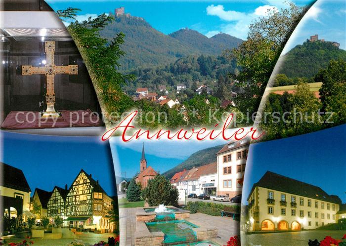 Annweiler Trifels Burg Altes Rathaus Marktplatz Panorama Kreuz