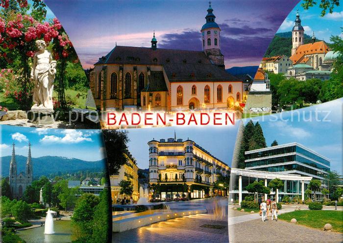 Baden-Baden Stiftskirche Stadtansichten Nachtaufnahme
