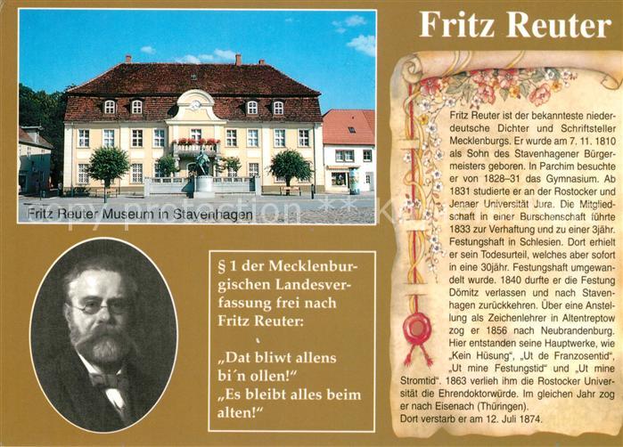 Persoenlichkeiten Fritz Reuter Museum Stavenhagen