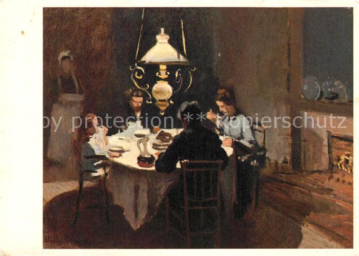 Kuenstlerkarte Claude Monet Abendessen bei Sisley
