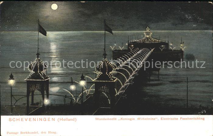 Scheveningen Wanderhoofd Koningin Wilhelmina Electrische Feestverlichting