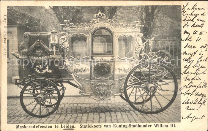 Leiden Maskerad feesten Statiekoets Koning Stadhouder Willem III