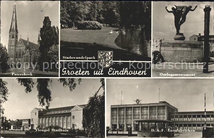 Eindhoven Netherlands Oorlogsmonument Autofabriken Stadhuis Paterskerk