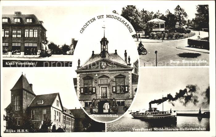 Middelharnis Kaai Voorstraat Burg. Boumanplein School Veerdienst Gemeentehuis