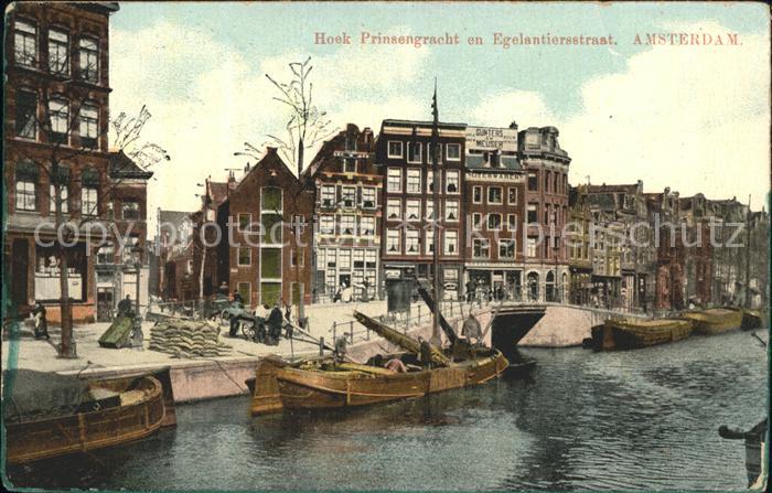 Amsterdam Niederlande Hoek Prinsengracht en Egelantiersstraat Schiff