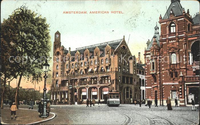 Amsterdam Niederlande American Hotel Strassenbahn
