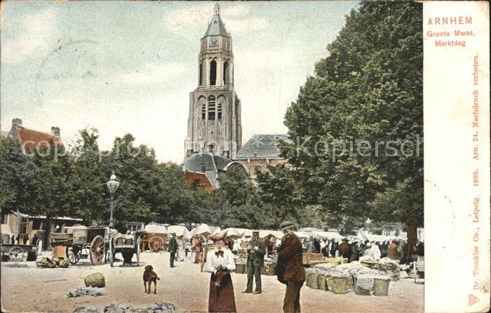 Arnhem Groote Markt Marktdag Kerk