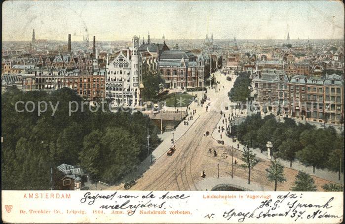 Amsterdam Niederlande Leidscheplein in vogelvlugt