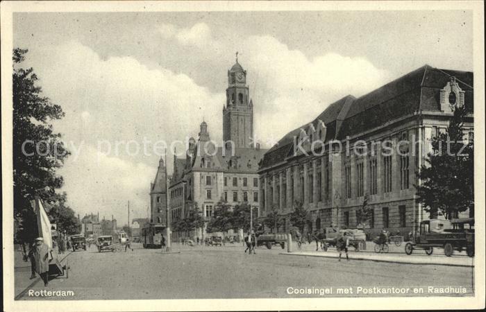 Rotterdam Coolsingel met Postkantoor en Raadhuis
