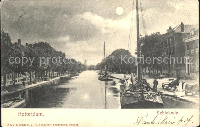 Rotterdam Schiekade Schiff im Mondschein