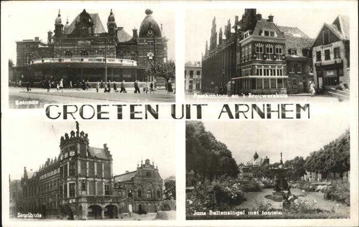 Arnhem Rotonde Postkantoor Brouwershuis Jans Buitensingel Fontein Stadhuis