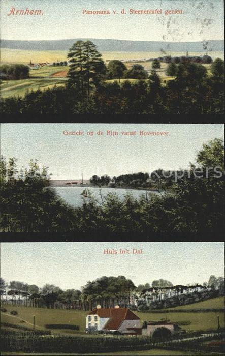 Arnhem Panorama Steenentafel Rijn Bovenover Huis