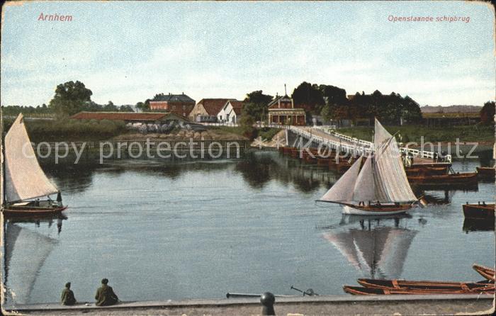 Arnhem Openstaande schipbrug Schiffsbruecke Segelboot