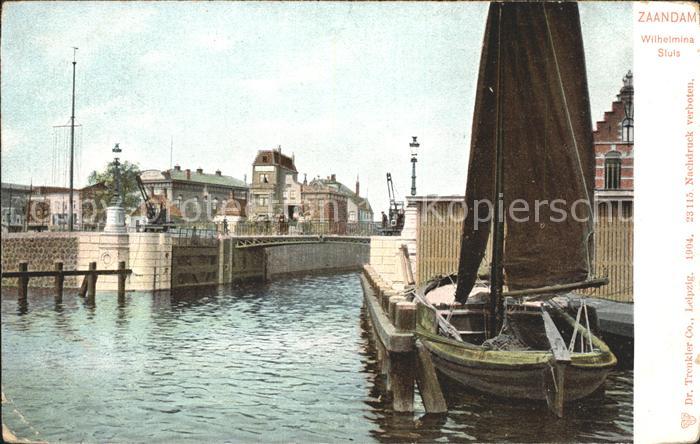 Zaandam Wilhelmina Sluis Schleuse Segelschiff