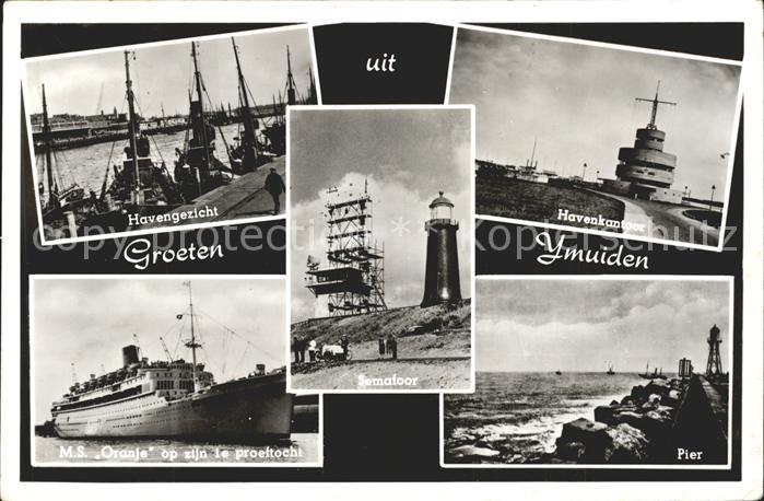 Ijmuiden Haven Havenkantoor Pier Semafoor MS Oranje Passagierschiff