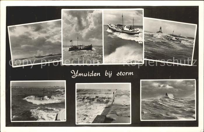 Ijmuiden bij storm Stuermische See Pier Schiff