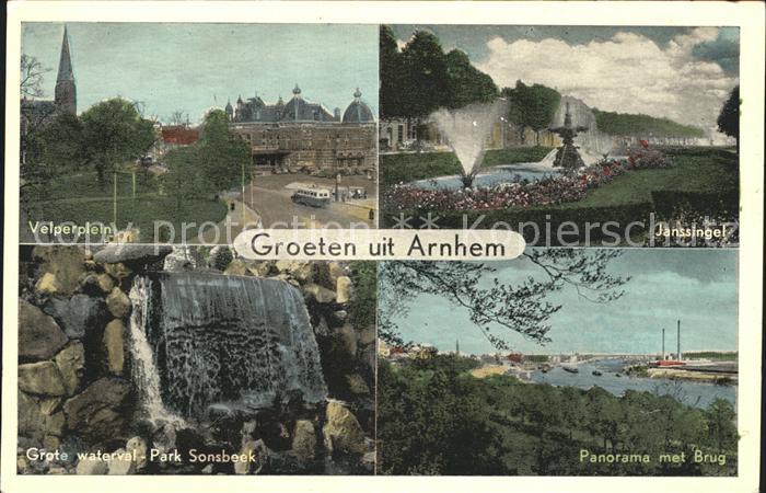 Arnhem Velperplein Janssingel Panorama met Brug Waterval Park Sonsbeek