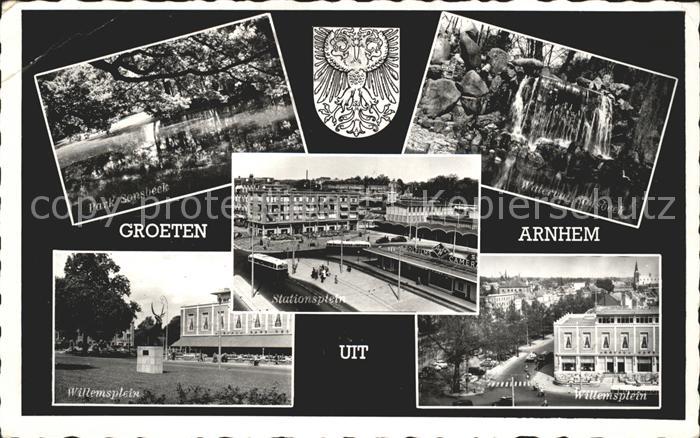 Arnhem Park Sonsbeek Waterval Willemsplein Stationsplein Wappen