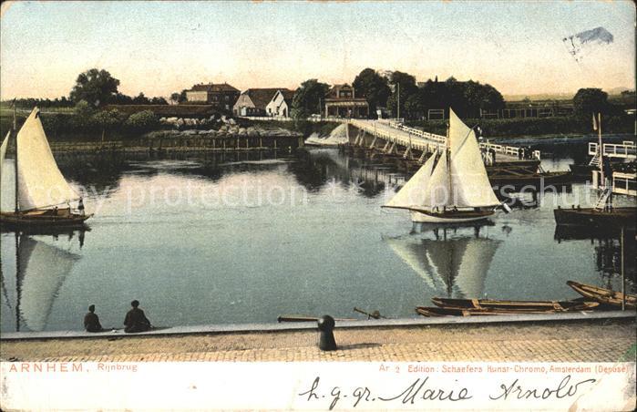 Arnhem Rijnbrug Rheinbruecke Segelschiff