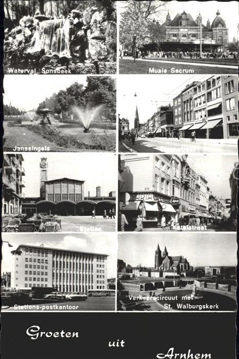 Arnhem Waterval Sonsbeek Musis Sacrum Janssingels Straat Kerk Postkantoor Statio