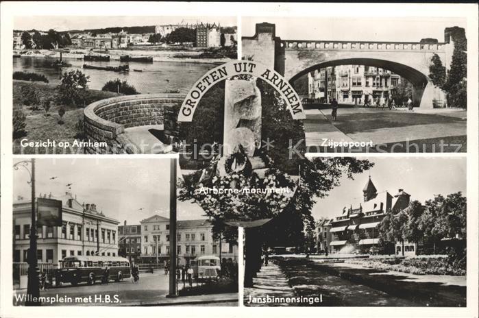 Arnhem Zijpsepoort Jansbinnensingel Airborne Monument Willemsplein met HBS