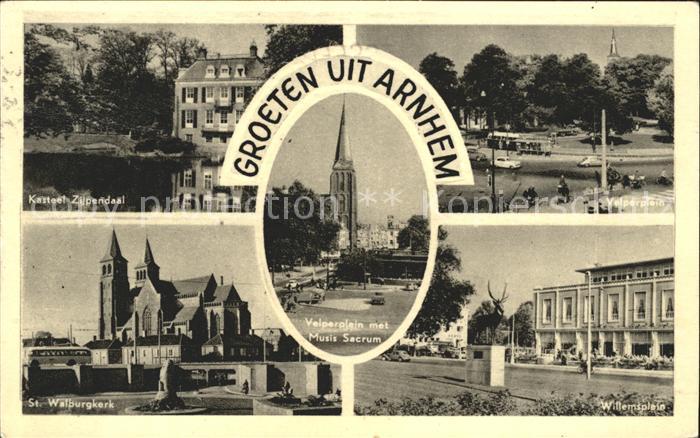 Arnhem Kasteel Zijpendaal St Walburgkerk Willemsplein Hert Velperplein Musis Sac