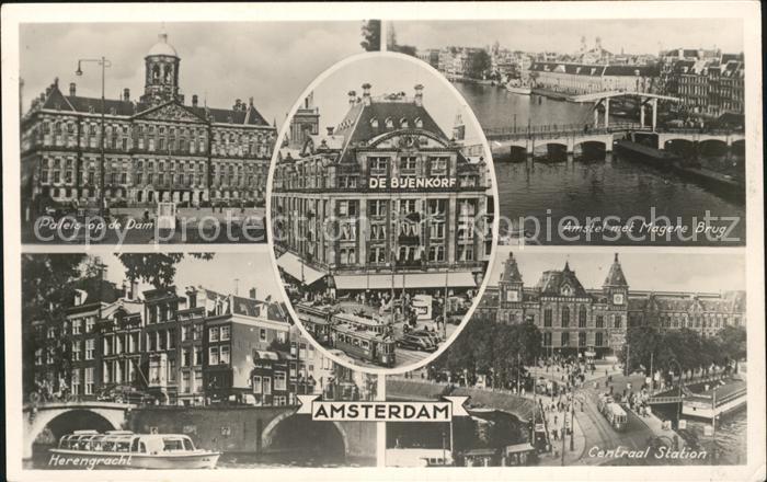 Amsterdam Niederlande Amstel Magere Brug Central Station Paleis Dam
