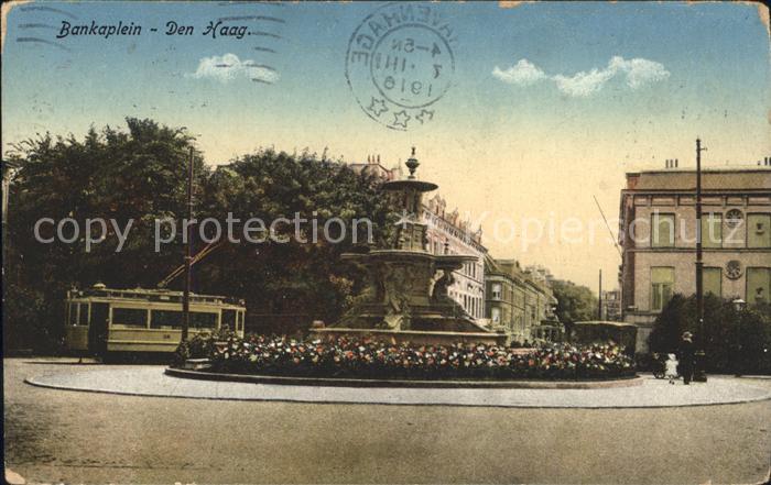 Den Haag Bankaplein Brunnen Strassenbahn