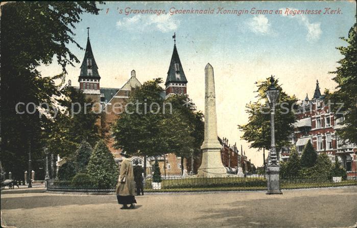 s-Gravenhage Gedenknaald Koningin Emma Regentesse Kerk