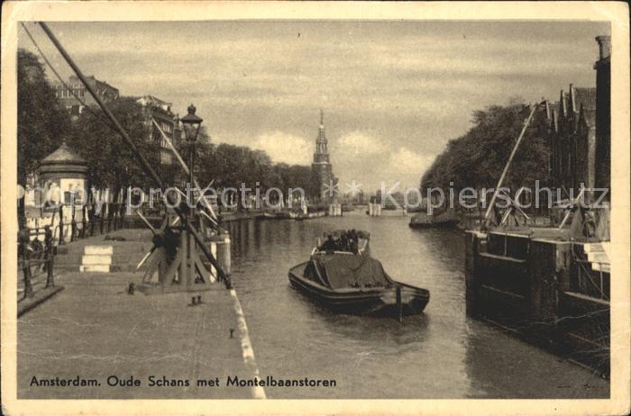 Amsterdam Niederlande Oude Schans Montelbaanstoren Kanal Schiff