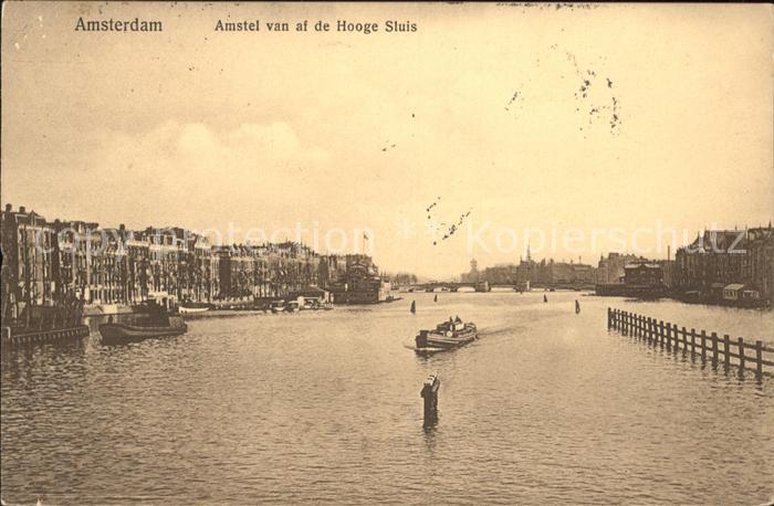 Amsterdam Niederlande Amstel van af de Hooge Sluis Schiff