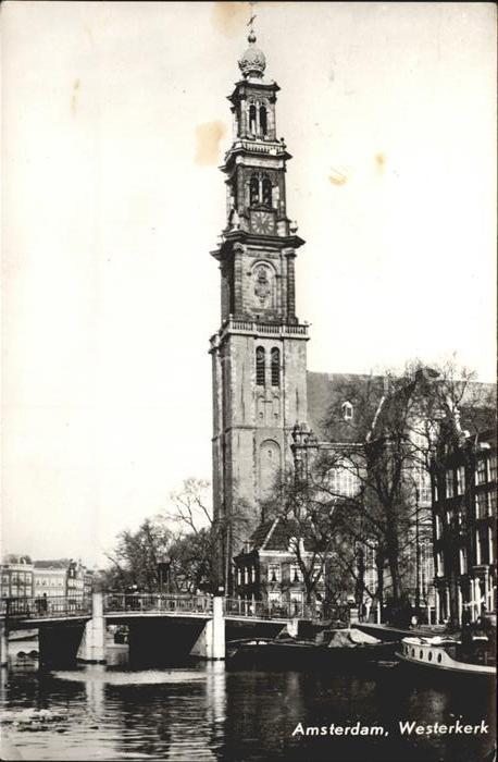 Amsterdam Niederlande Westerkerk Kirche Kanal Bruecke